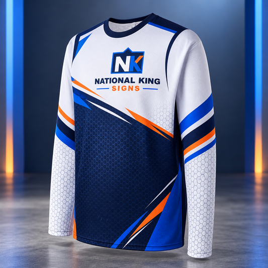 120 GSM Custom Long-Sleeve Crew-Neck Shirt by National King Signs in San Diego