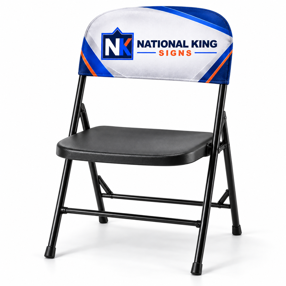 Custom Folding Chair Back Cover by National King Signs in San Diego