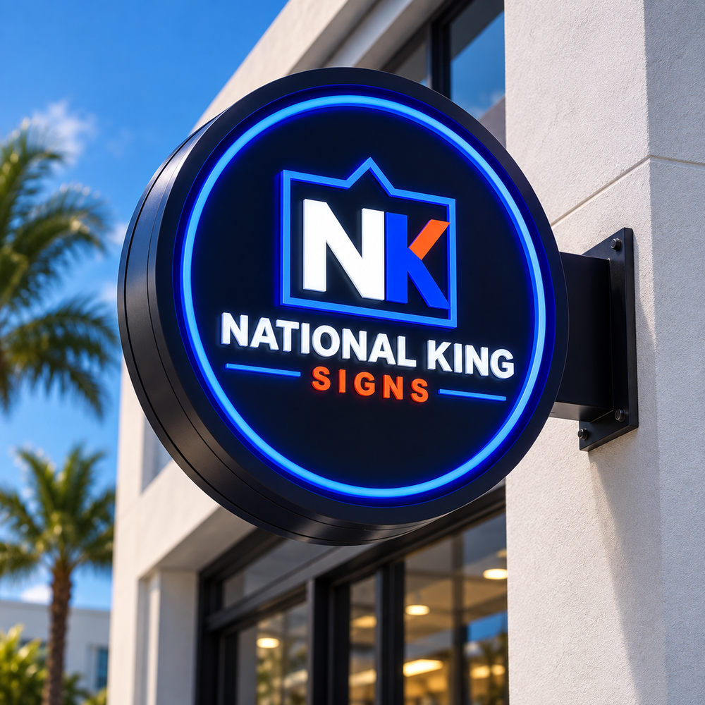 Round Exterior Logo Cabinet Sign by National King Signs in San Diego