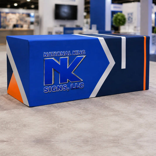 Custom Fitted Table Cover by National King Signs in San Diego