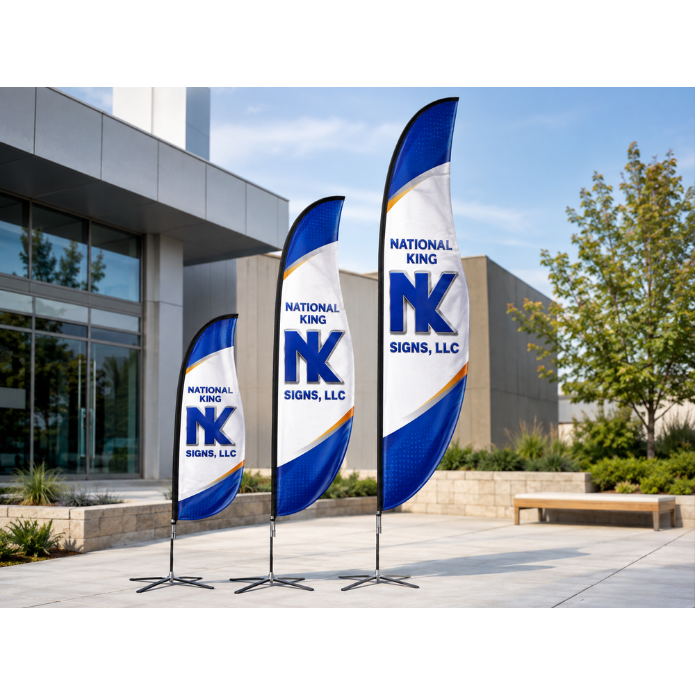 National King Signs AI branded hero 2026-09-06: Premium Blade Flags