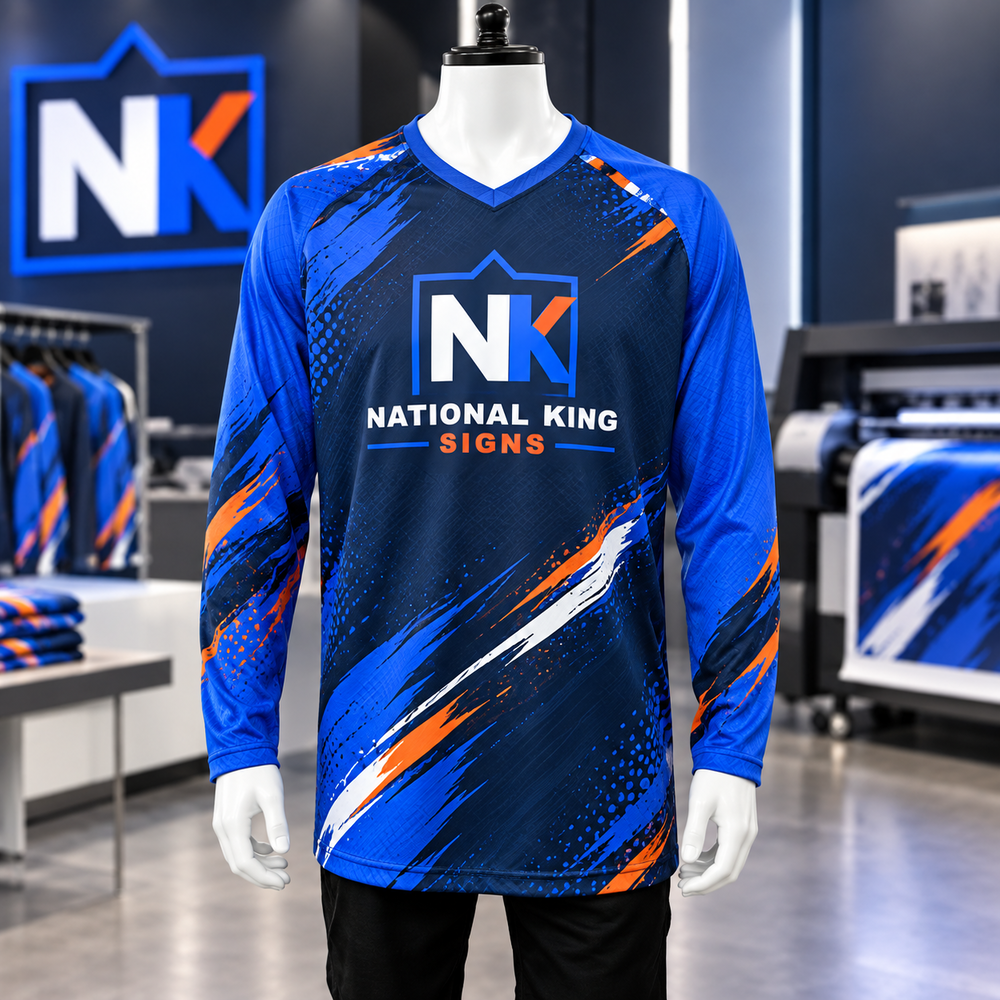 National King Signs square cover 1000 x 1000: 120GSM Milk Silk Long Sleeve V- neck (Full Dye Sublimation)#500042 — batch 07