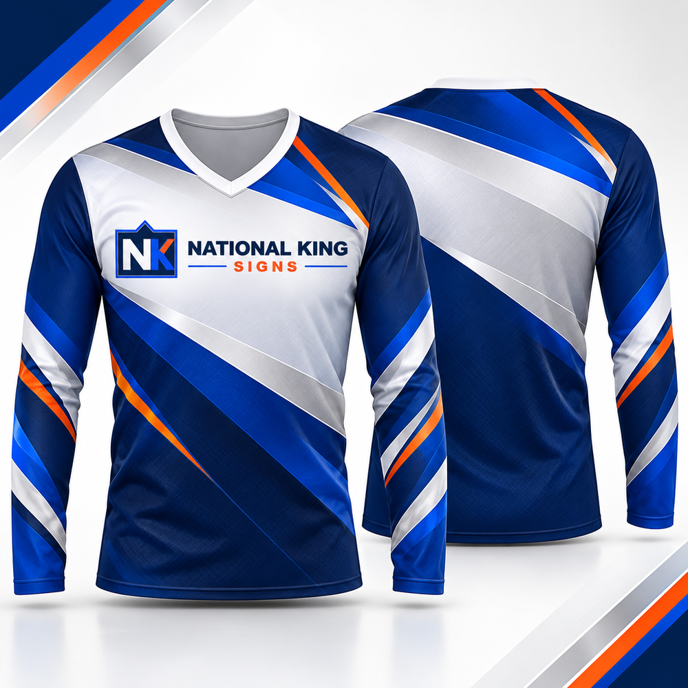 National King Signs square cover 1000 x 1000: Custom Long-Sleeve V-Neck Jersey — batch 08