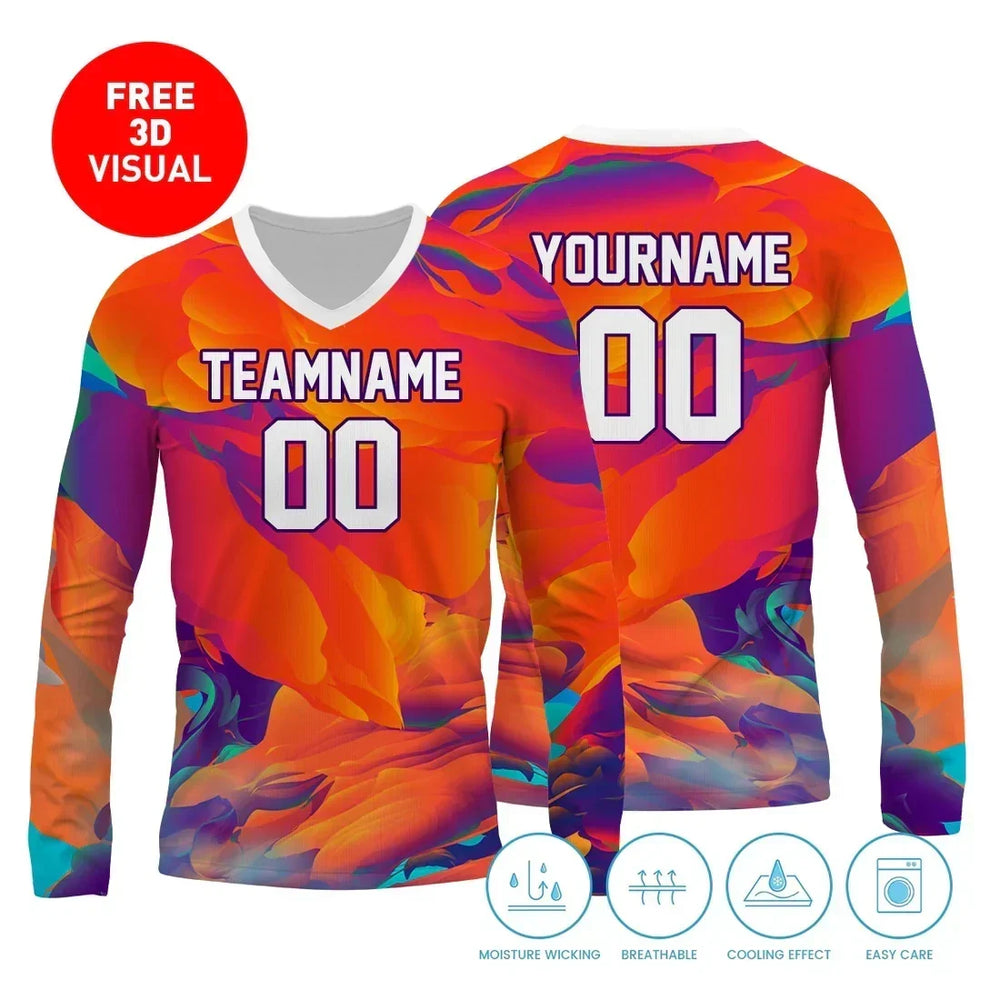 Custom Long-Sleeve V-Neck Jersey product view