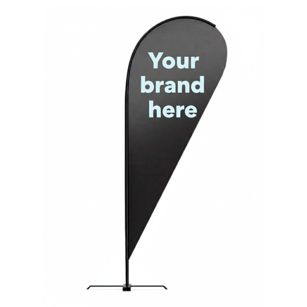 Premium Teardrop Flags product view showing the actual flag shape and hardware
